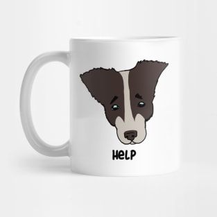 help. sad dog Mug